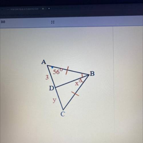 Find the measure of x and y 
( I will appreciate any help. Thank you)
