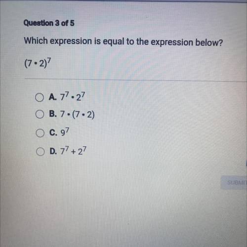 Which expression is equal to the expression below?
(7•2)^7