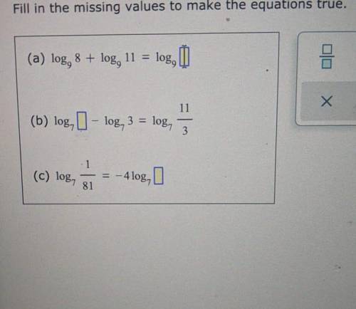 Fill the missing values to make the equations true.