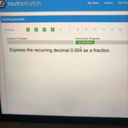 Express the recurring decimal 0.004 as a fraction.