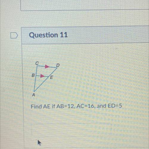 Find AE if AB=12, AC=16, and ED=5.