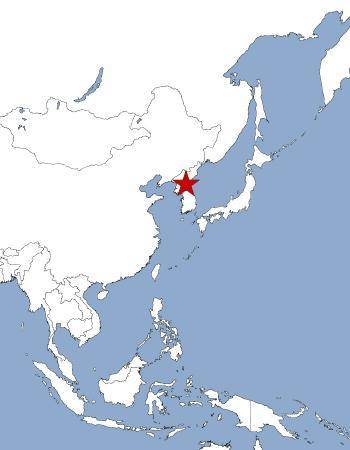 Which country is marked by the star on this map of Asia?

South Korea
China
Japan
North Korea