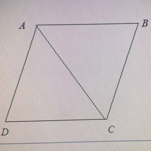 ABCD is a rhombus. Explain why angles ABC are congruent to angles CDA.