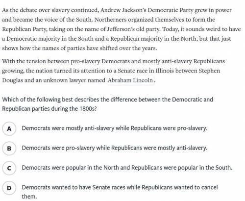 As the debate over slavery continued, Andrew Jackson's Democratic Party grew in power and became th