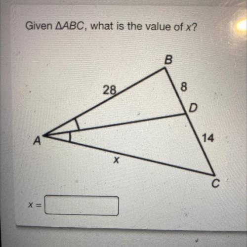 Given AABC, what is the value of x?