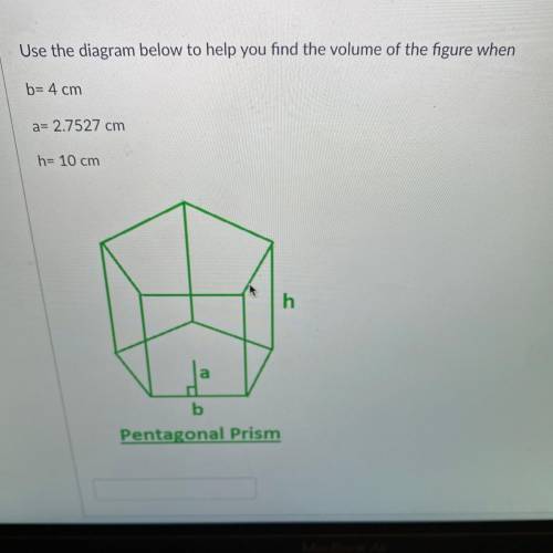 Please help, 
use the diagram above to help find the volume