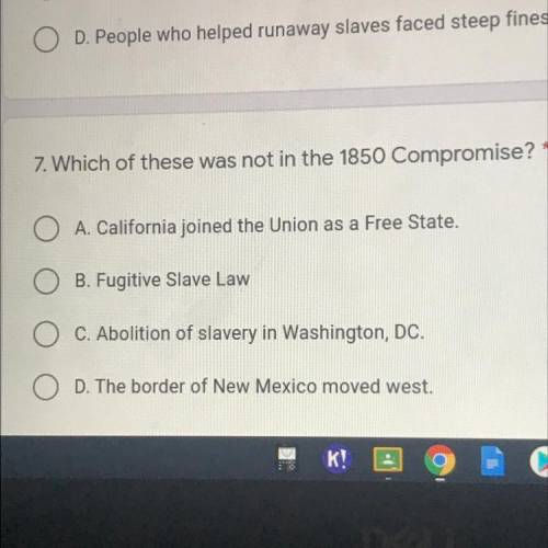 Which of these was not in the 1850 compromise