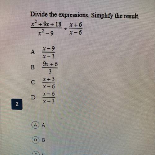 Divide the expressions. Simplify the result.