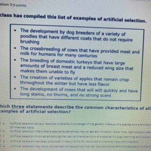 A class has compiled this list of examples of artificial selection.

• The development by dog bree