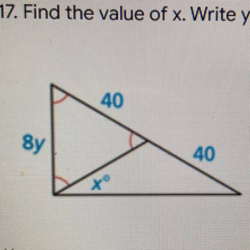 17. Find the value of x and y