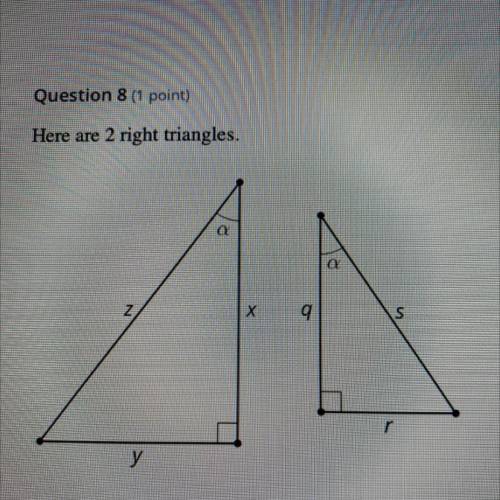 HELP

Here are two right triangles:
If y/z = 0.7, what is the measure of a to the nearest degree?