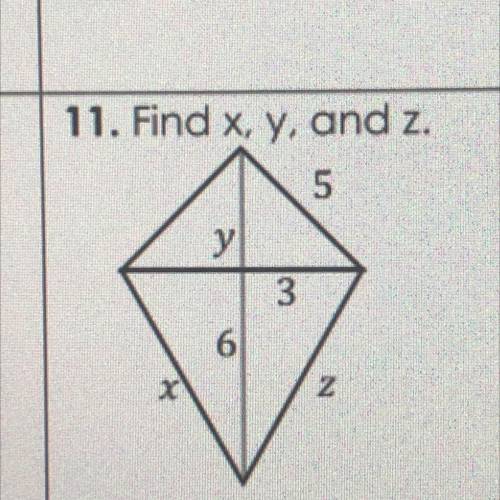 Find x, y and z
help i don’t know what to do, it’s the last question