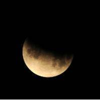 Which type of eclipse is shown in the image?

A. 
total lunar eclipse
B. 
partial lunar eclipse
C.
