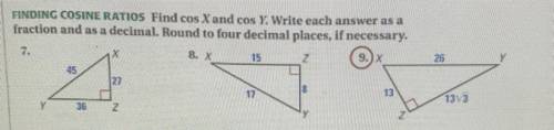 Find cos x and cos y! Please help me out! You don’t need to answer all just what you can :)