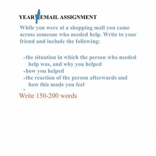 Email assignment i need help thank you