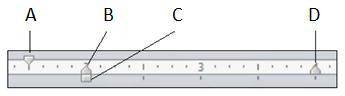 Which is the hanging indent on the ruler?
A
B
C
D