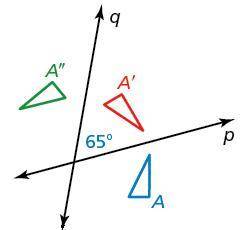 Find the angle of rotation that maps A to A''.
The angle of rotation is ?