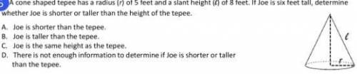 Determine whether Joe is shorter or taller than the height of the tepee