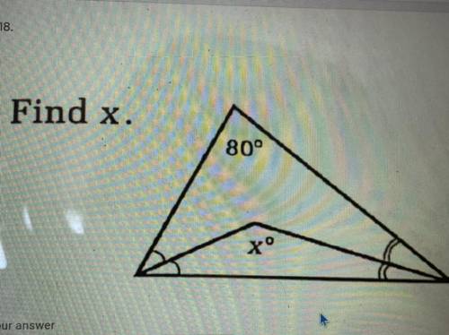 What is the answer to x? Given the top of the triangle is 80.