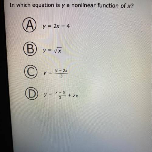 In which equation is y a nonlinear function of x?