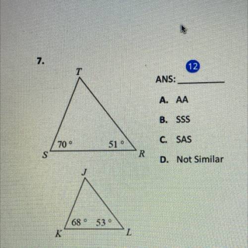 Picture Added Triangles 
AA 
SSS
SAS
Not Similar
