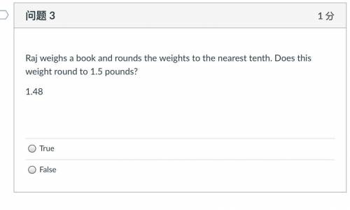 Raj weighs a book and rounds the weights to the nearest tenth. Does this weight round to 1.5 pounds