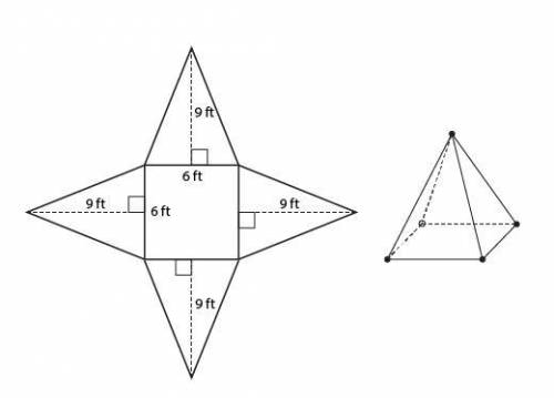 HELP WILL MARK BRAIN What is the lateral surface area of the square pyramid represented by this net