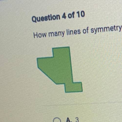 PLEASE HELP ASAP!!

How many lines of symmetry are there in the object pictured above 
A. 3
B. 1
C
