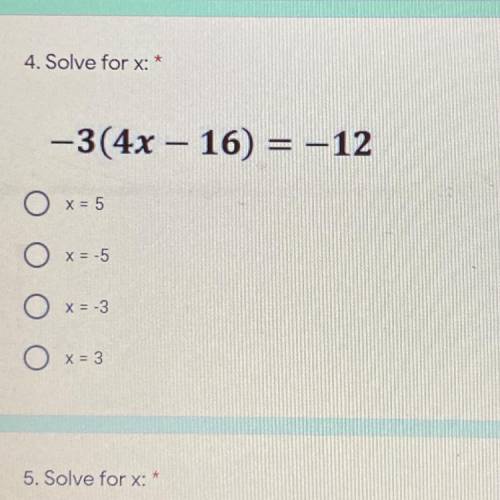 Solve for x.

-3(4x-16)=-12 
I need an answer and explanation so I can try to do some myself thank
