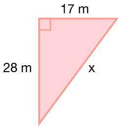 Find the unknown side of the triangle below (round to the nearest tenth).

1. 21.8 m
2. 6.7 m
3. 3