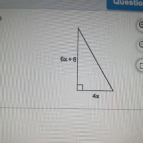 What is the length of the hypotenuse of the triangle when x=8?