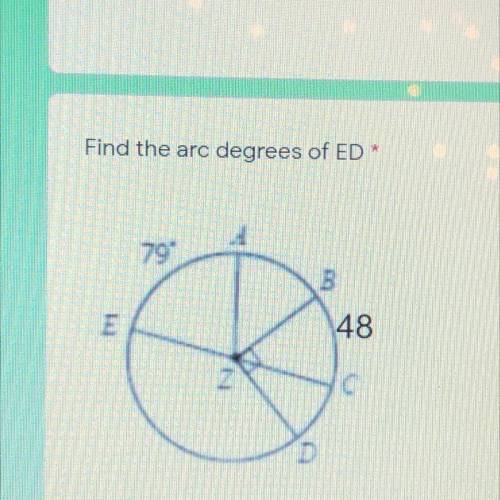 Find the arc degrees of ED