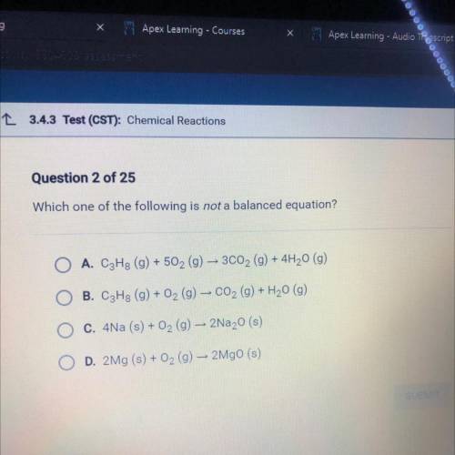 Which one of the following is not a balanced equation￼