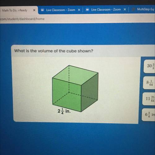 What is the volume of the cube shown?
24 in.