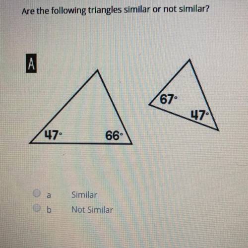 Are the following triangles similar or not similar?