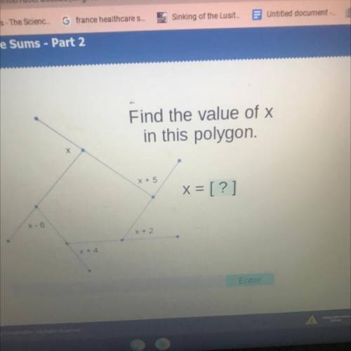 Find the value of x
in this polygon.
PLEASE HELP ME I HAVE BEEN STUCK FOR OVER WEEK