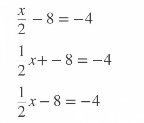 (x ÷ 2) - 8 = -4 slove for x
