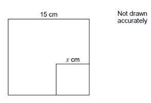 A small square has length x cm

A large square has length 15 cm
The area of the small square is 1/