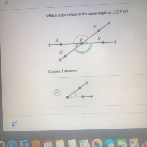 Which angle refers to the same angle as GPB