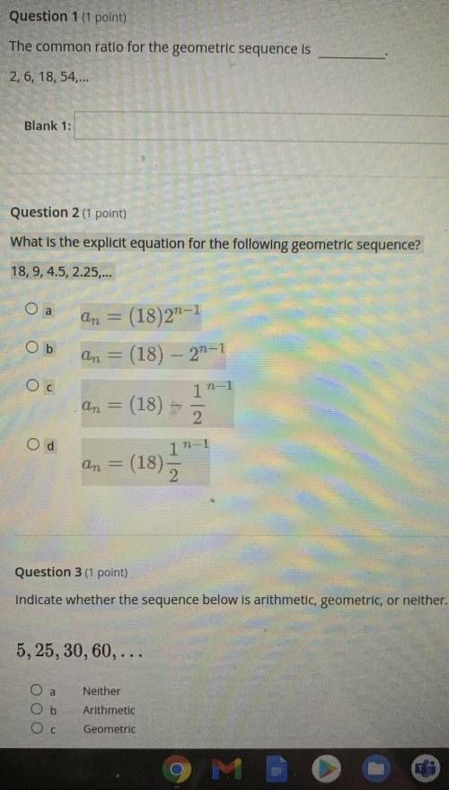 What is the explicit equation for the following geometric sequence?

18, 9, 4.5, 2.25,... a\large
