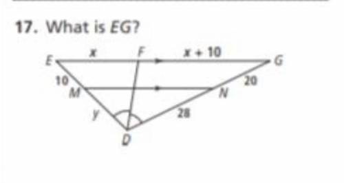 Please help with this geometry problem.
What is EG? (in the diagram below).