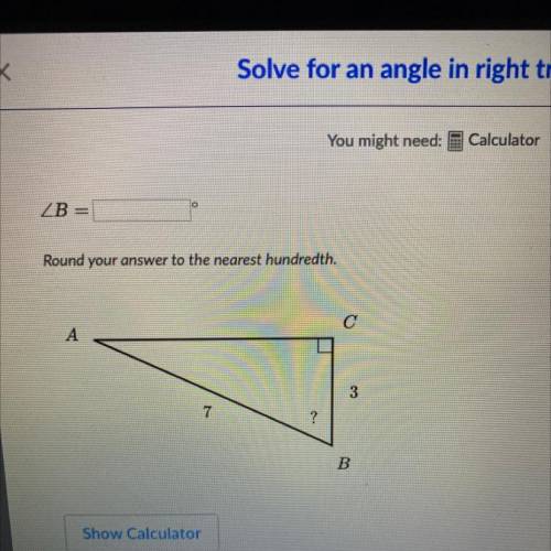 Please help me solve an angle in right triangle
