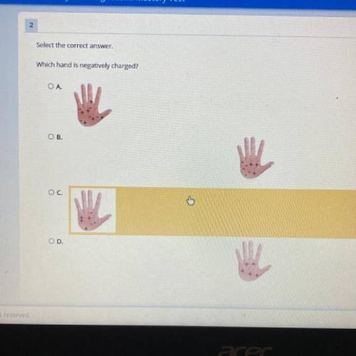 Select the correct answer
Which hand is negatively charged?