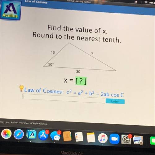 Find the value of X. Round to the nearest tenth. Acellus