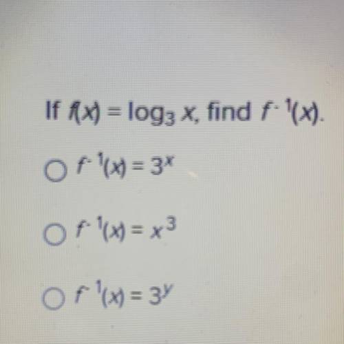 If f(x)=log3 x, find f-1(x)