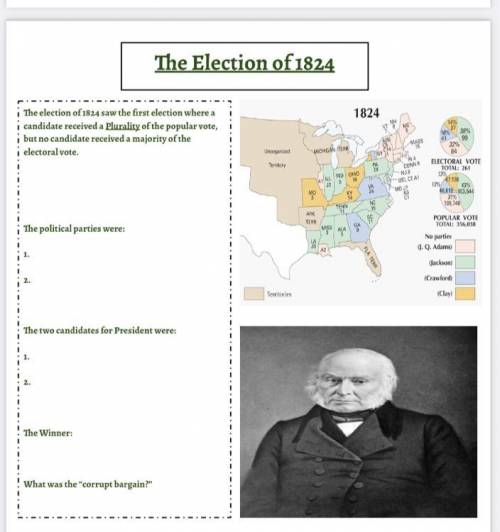 Please help - election of 1824 ( Look at picture )
