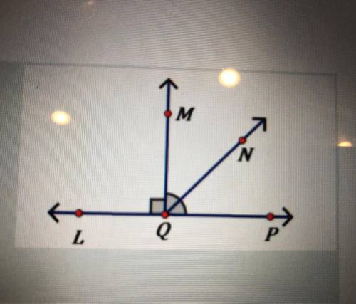 1. Explain how to find the measure of angle LQN.

2. What is the measure of angle LQN?
Given QN bi