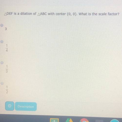 ADEF is a dilation of AABC with center (0, 0). What is the scale factor?
