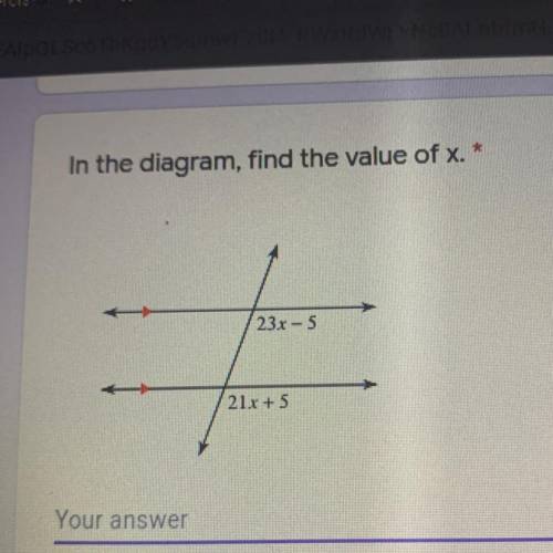 In the diagram find the value of x