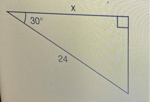 1. In the right triangle shown below, determine the value of x. (Round to the nearest
tenth.)